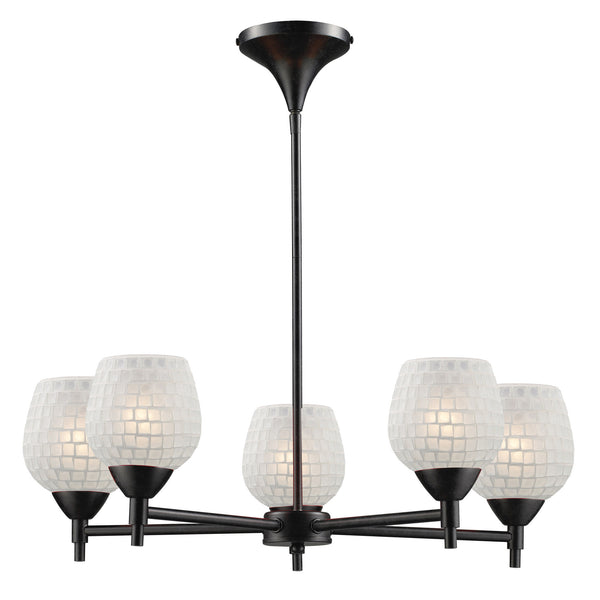 Celina 5 Light Chandelier In Dark Rust And White Glass