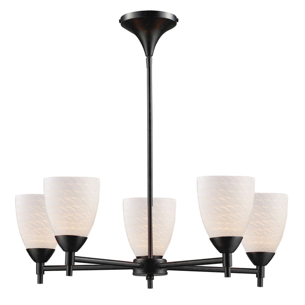 Celina 5 Light Chandelier In Dark Rust And White Swirl Glass