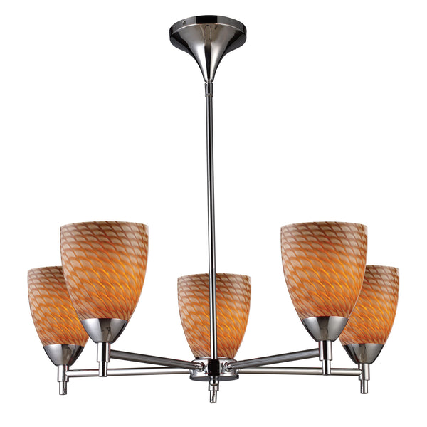 Celina 5 Light Chandelier In Polished Chrome And Cocoa Glass