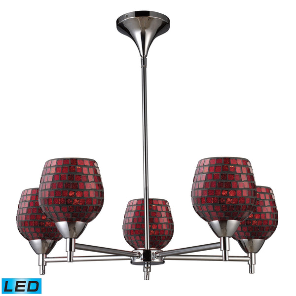 Celina 5 Light LED Chandelier In Polished Chrome And Copper Glass
