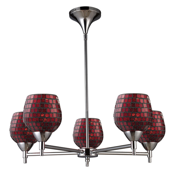 Celina 5 Light Chandelier In Polished Chrome And Copper Glass