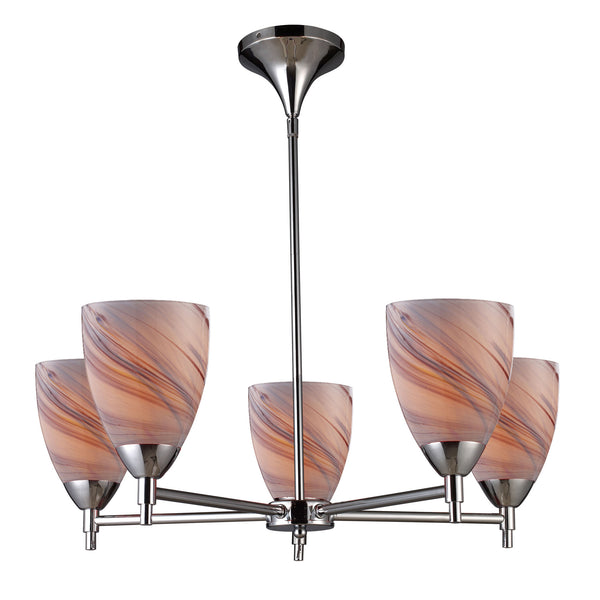 Celina 5 Light Chandelier In Polished Chrome And Creme Glass