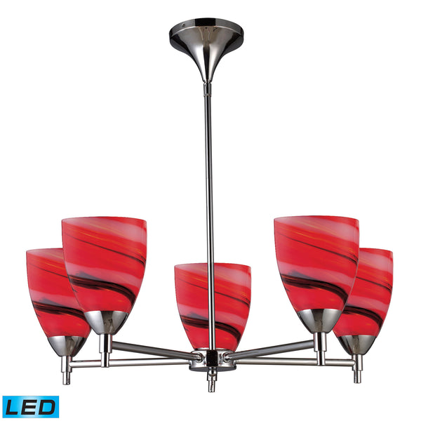 Celina 5 Light LED Chandelier In Polished Chrome And Candy Glass