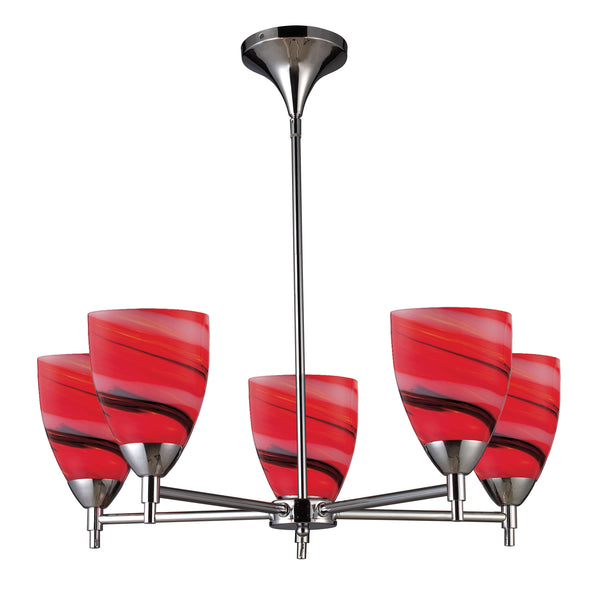 Celina 5 Light Chandelier In Polished Chrome And Candy Glass