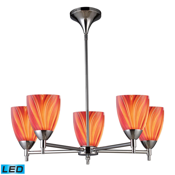 Celina 5 Light LED Chandelier In Polished Chrome And Multi Glass