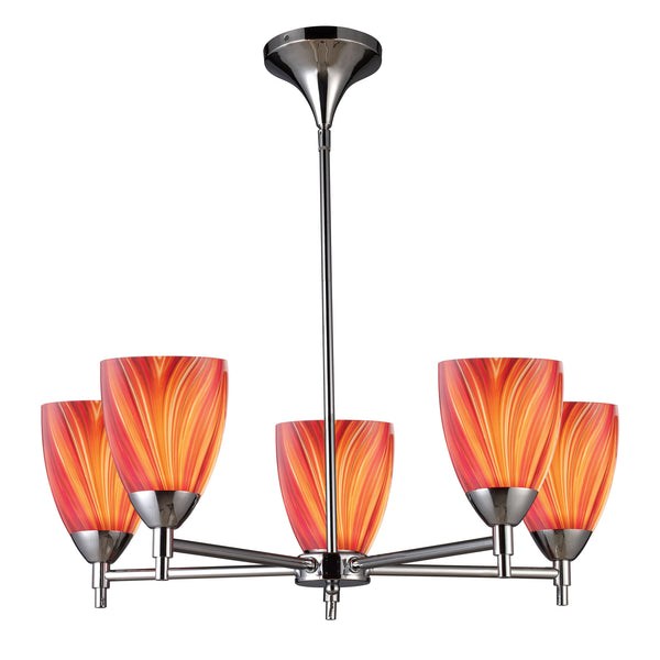 Celina 5 Light Chandelier In Polished Chrome And Multi Glass