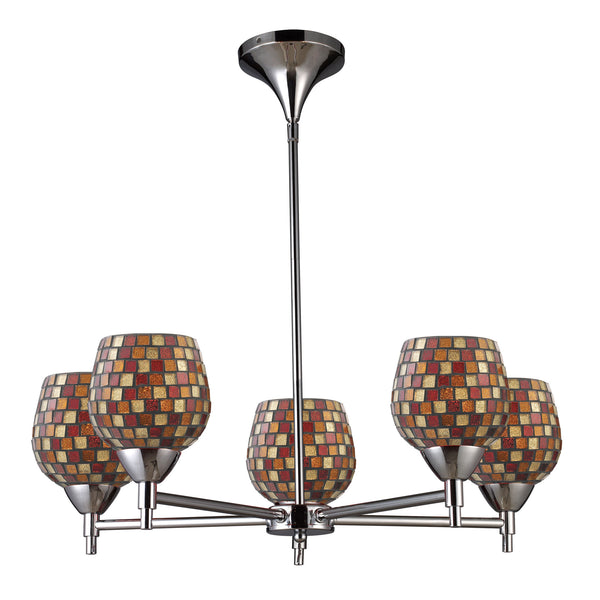 Celina 5 Light Chandelier In Polished Chrome And Multi Fusion Glass