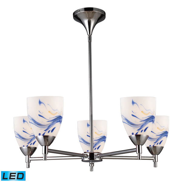 Celina 5 Light LED Chandelier In Polished Chrome And Mountain Glass