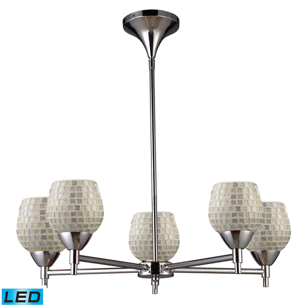 Celina 5 Light LED Chandelier In Polished Chrome And Silver Glass