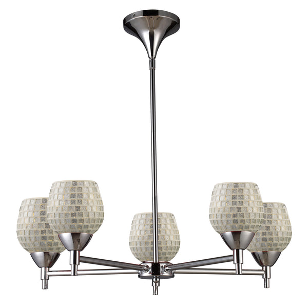 Celina 5 Light Chandelier In Polished Chrome And Silver Glass