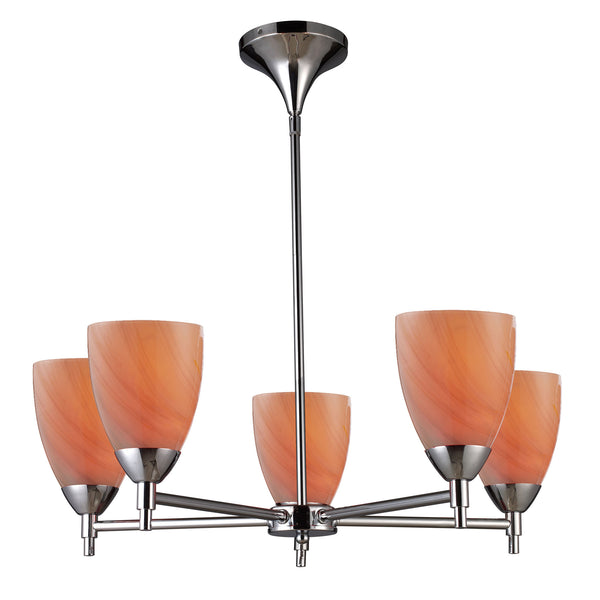 Celina 5 Light Chandelier In Polished Chrome And Sandy Glass