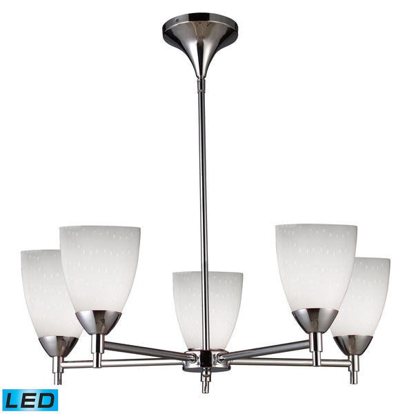 Celina 5 Light LED Chandelier In Polished Chrome And Simple White Glass