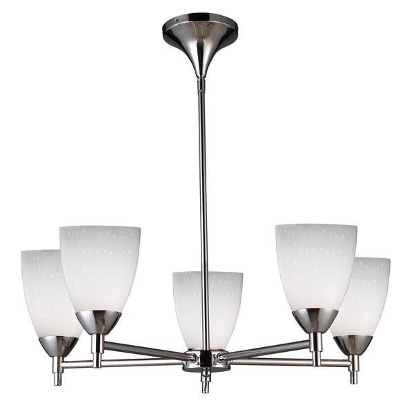 Celina 5 Light Chandelier In Polished Chrome And Simple White Glass