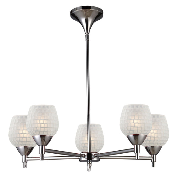 Celina 5 Light Chandelier In Polished Chrome And White Glass