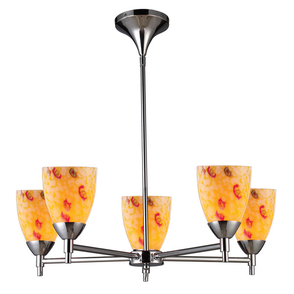 Celina 5 Light Chandelier In Polished Chrome And Yellow Glass