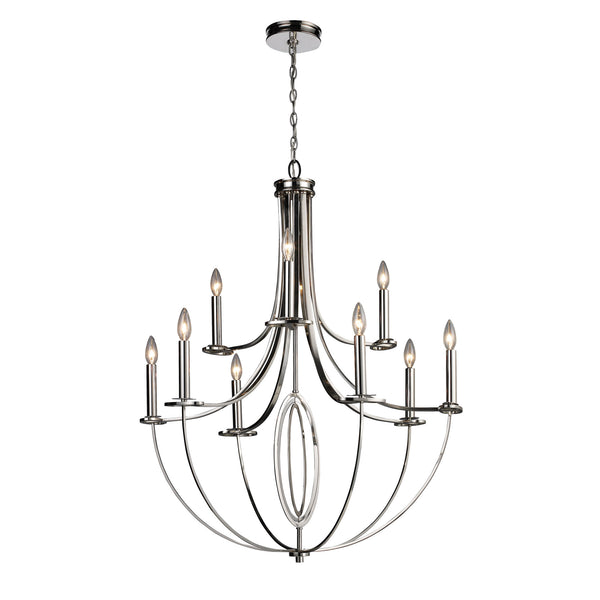 Dione 9 Light Chandelier In Polished Nickel
