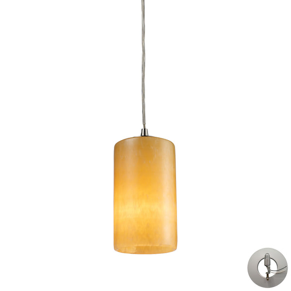 Piedra 1 Light Pendant In Satin Nickel And Genuine Stone - Includes Recessed Lighting Kit