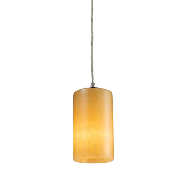 Piedra 1 Light LED Pendant In Satin Nickel And Genuine Stone