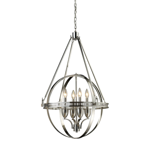 Hemispheres 4 Light Chandelier In Polished Nickel