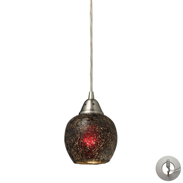 Fission 1 Light Pendant In Satin Nickel And Wine Glass - Includes Recessed Lighting Kit