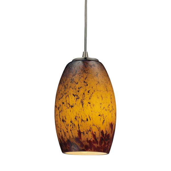 Maui 1 Light Pendant In Satin Nickel And Sunset Glass