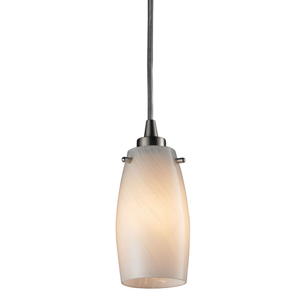 Favelita 1 Light LED Pendant In Satin Nickel And Cocoa Glass