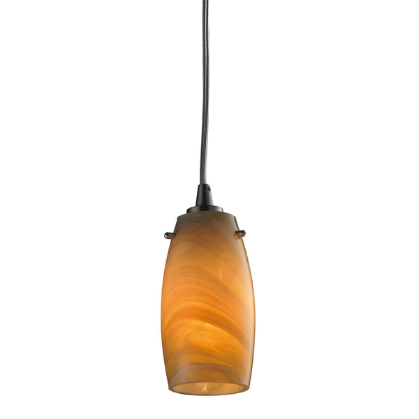 Favelita 1 Light Pendant In Satin Nickel And Honey Melon Glass