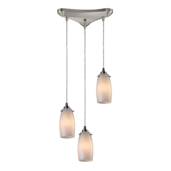 Favelita 3 LED Light Pendant In Satin Nickel And Cocoa Glass