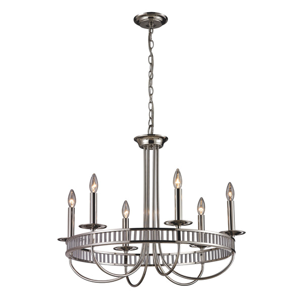 Braxton 6 Light Chandelier In Polished Nickel