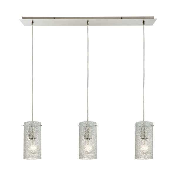 Ice Fragments 3 Light Linear Pendant In Satin Nickel