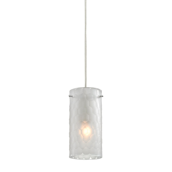 Synthesis 1 Light Pendant In Satin Nickel And Frosted Clear Glass