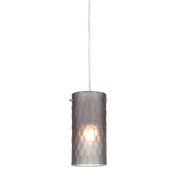 Synthesis 1 Light Pendant In Satin Nickel And Frosted Smoke Glass