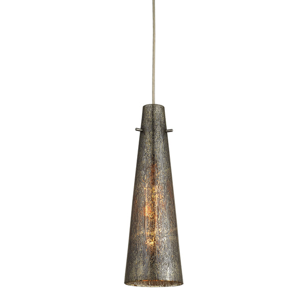 Rury 1 Light Pendant In Satin Nickel And Mercury Glass