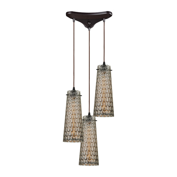 Jerard 3 Light Pendant In Oil Rubbed Bronze And Mercury Glass