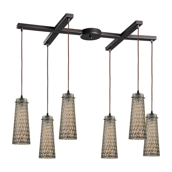 Jerard 6 Light Pendant In Oil Rubbed Bronze And Mercury Glass