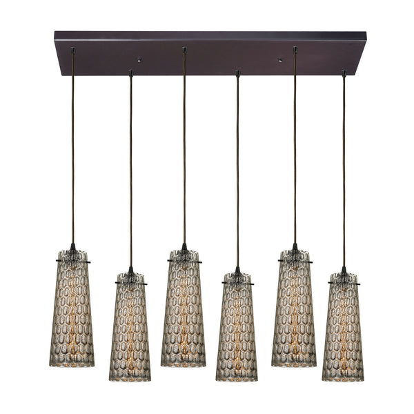 Jerard 6 Light Pendant In Oil Rubbed Bronze And Mercury Glass