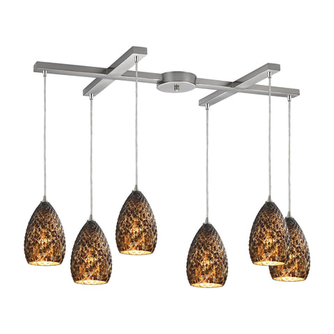 Geval 6 Light Pendant In Satin Nickel