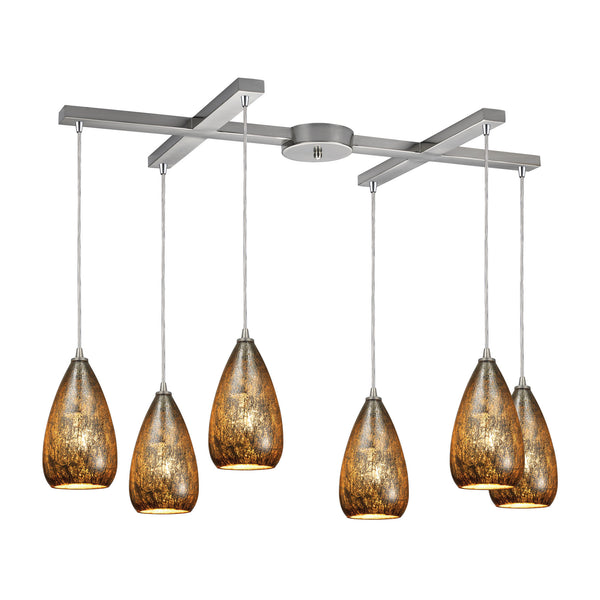 Karma 6 Light Pendant In Satin Nickel