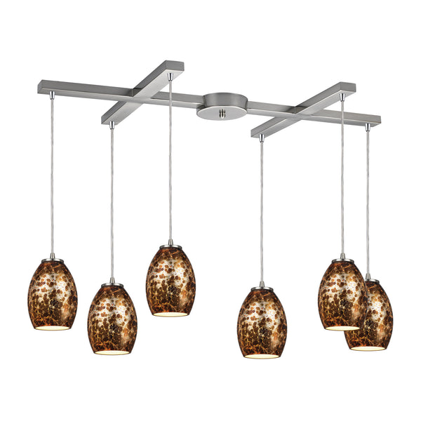 Venture 6 Light Pendant In Satin Nickel