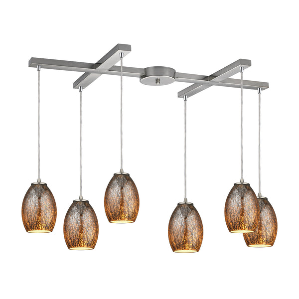 Venture 6 Light Pendant In Satin Nickel