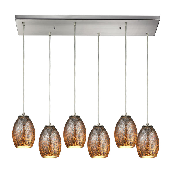 Venture 6 Light Pendant In Satin Nickel