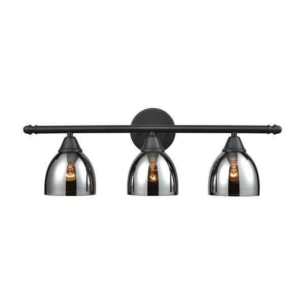 Reflections 3 Light Vanity In Oil Rubbed Bronze With Chrome Plated Glass