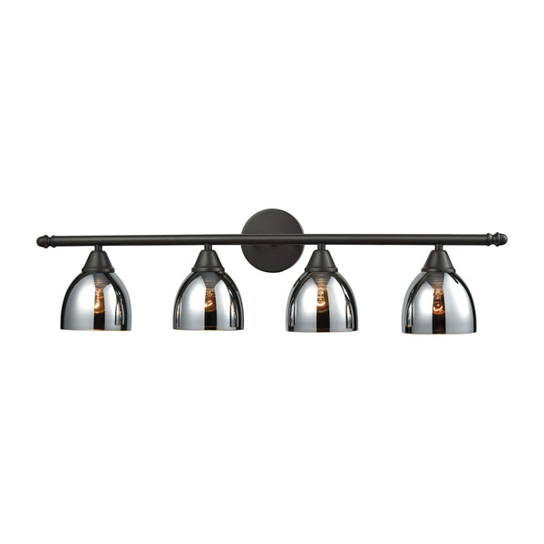 Reflections 4 Light Vanity In Oil Rubbed Bronze With Chrome Plated Glass