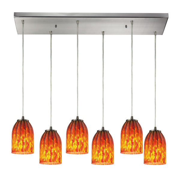 Caliente 6 Light Pendant In Satin Nickel