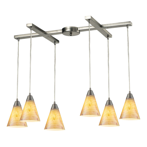 Magellan 6 Light Pendant In Satin Nickel