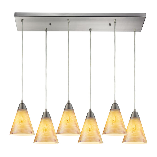 Magellan 6 Light Pendant In Satin Nickel