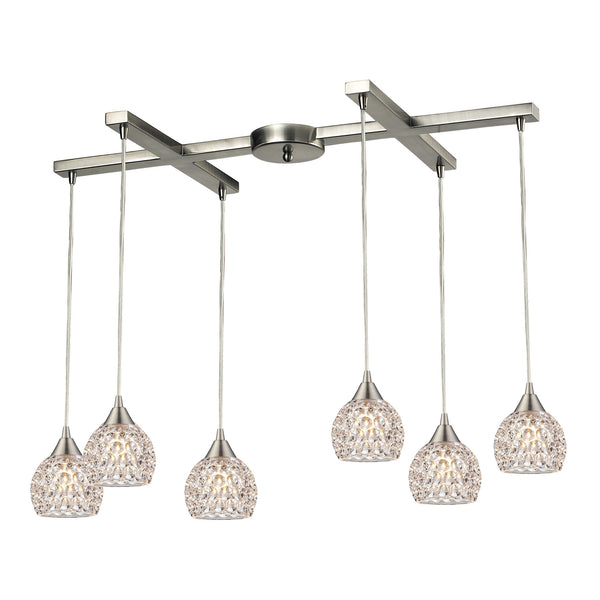 Kersey 6 Light Pendant In Satin Nickel