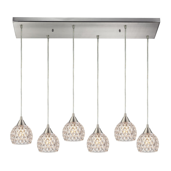 Kersey 6 Light Pendant In Satin Nickel