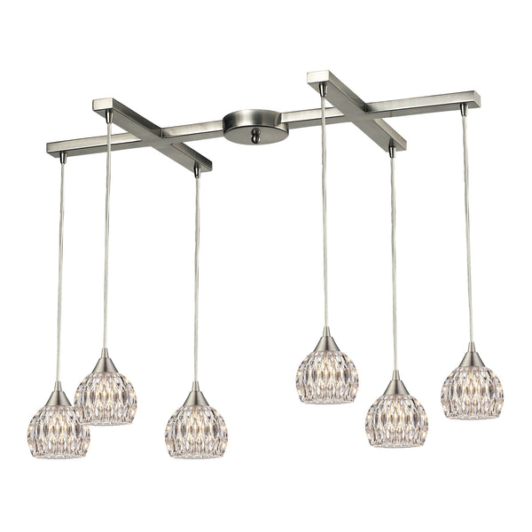 Kersey 6 Light Pendant In Satin Nickel