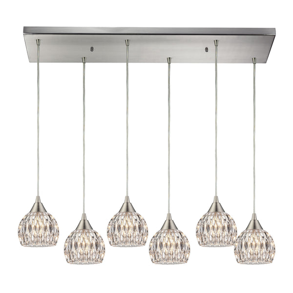 Kersey 6 Light Pendant In Satin Nickel